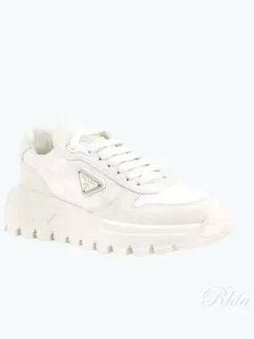 1E620N F 3LNW 045 F0009 Leather Nylon High Top Sneakers