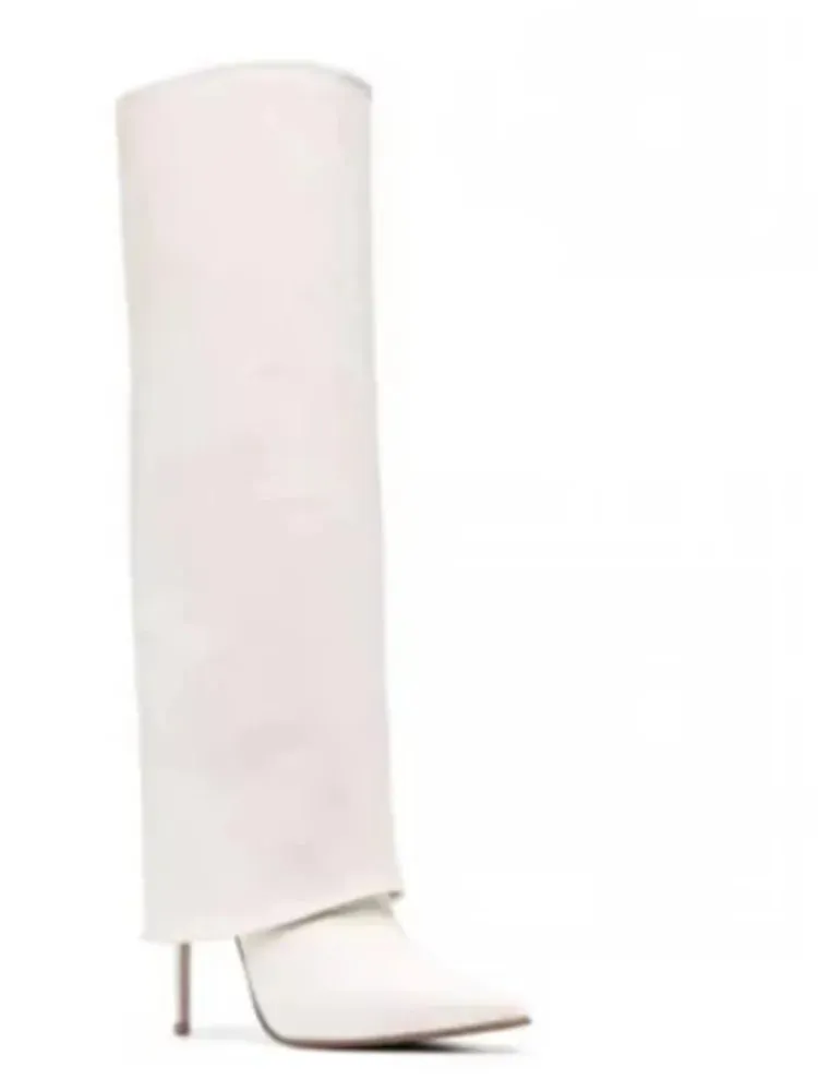 2025 New European and American High Heels Knee-High Women's Mid-Length Boots - Fashion Pointed Mid-Length Boots