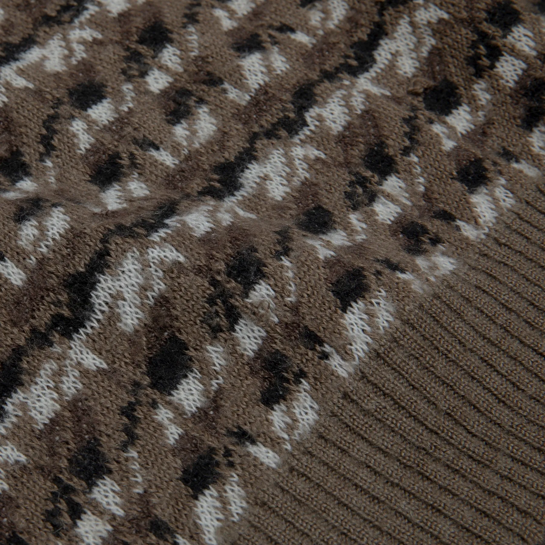 70s Schoeller Virgin Wool Jacquard Knit V-Neck Sweater