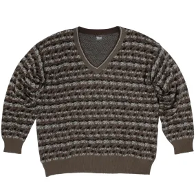 70s Schoeller Virgin Wool Jacquard Knit V-Neck Sweater