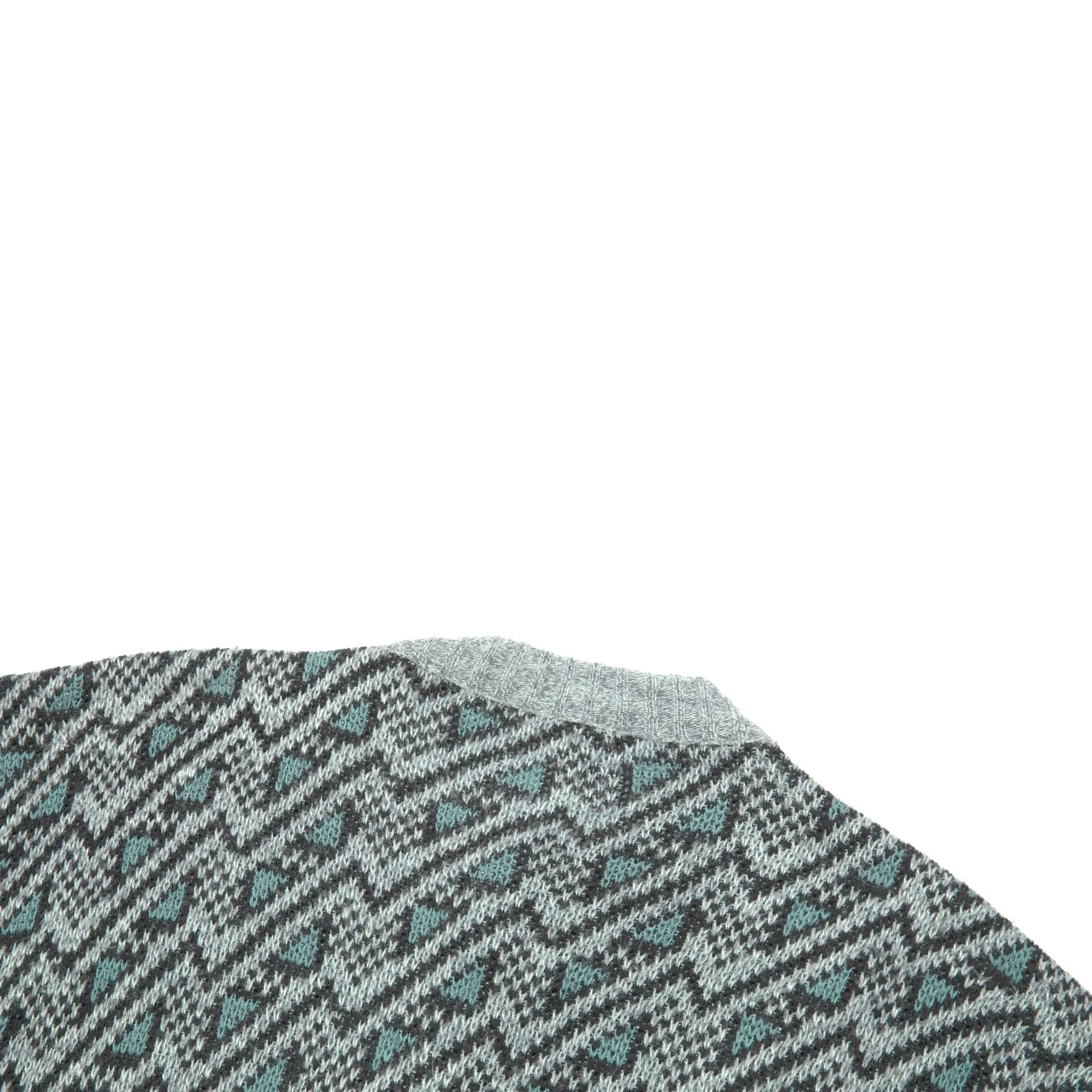 70s Two Ply Yarn Zigzag Jacquard Knit Cardigan
