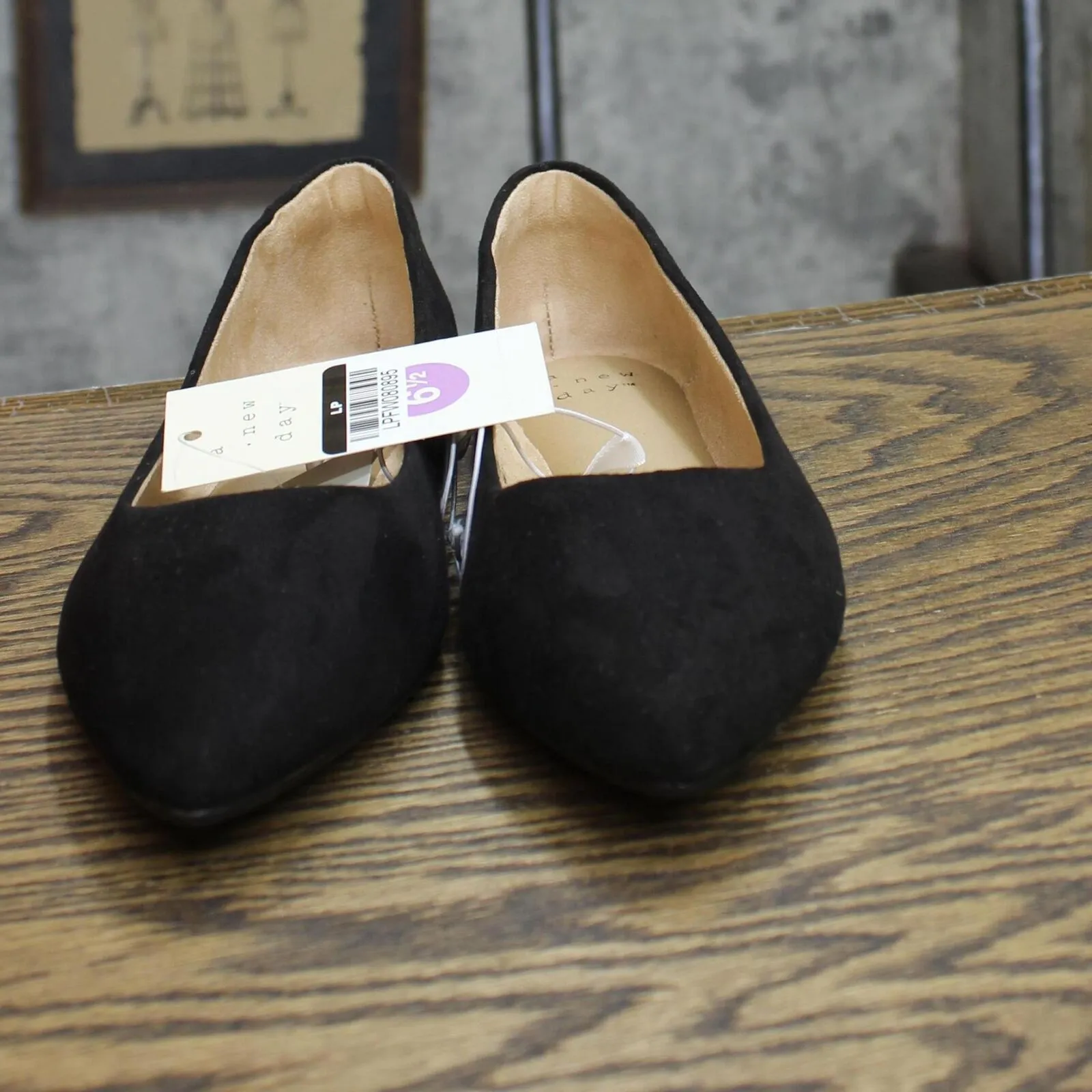 A New Day Womens Corinna Ballet Flats with Memory Foam Insole Black 6.5M