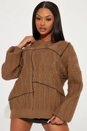 All Stitched Up Patchwork Sweater - Brown