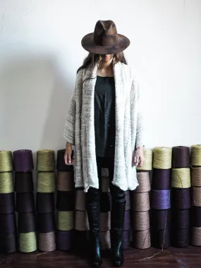 Alpaca kimono style cardigan with mesh detail - Snow