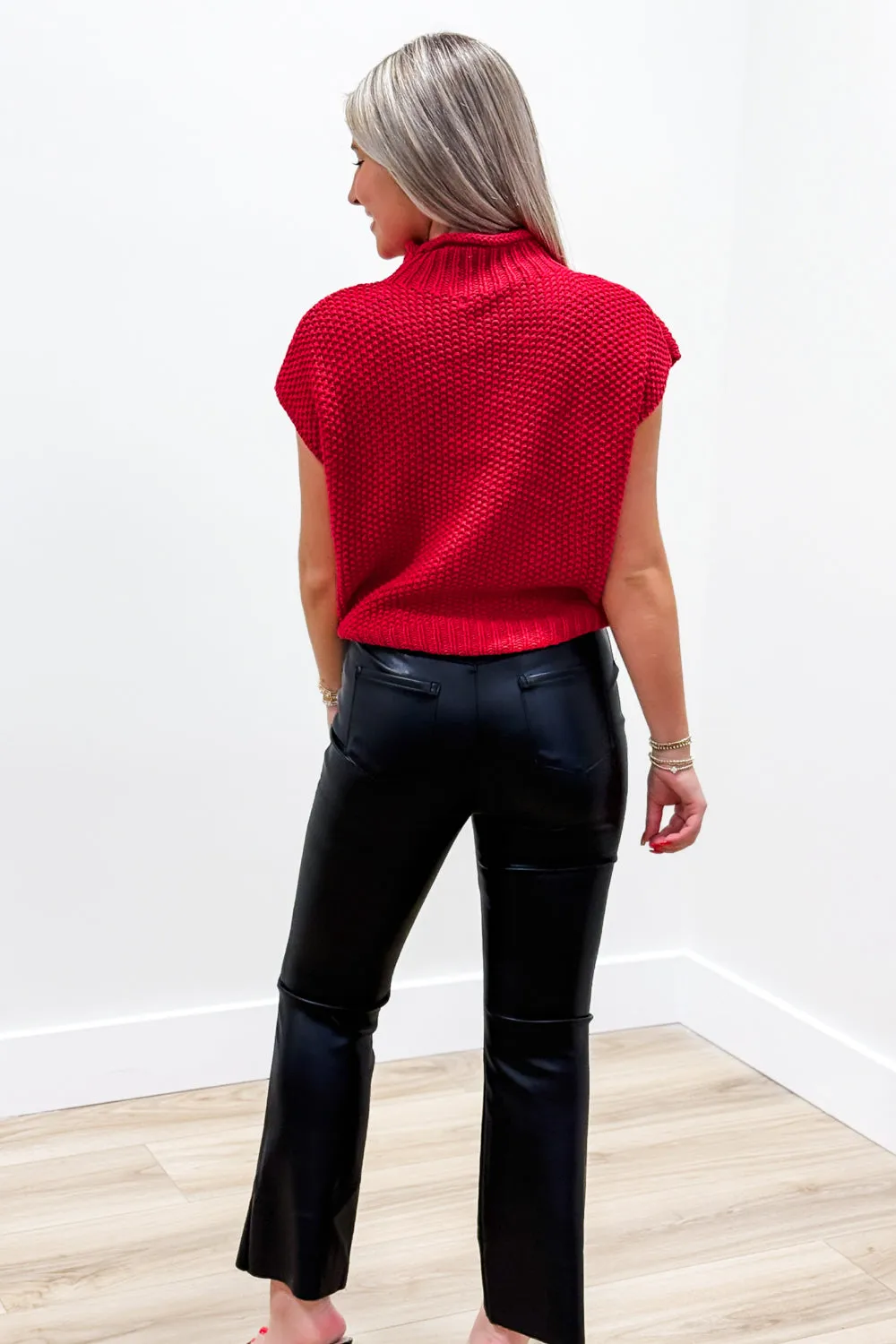 Always Cozy Mock Neck Knit Sweater - Red