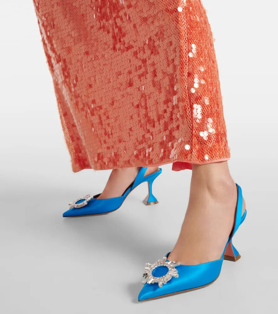 Amina Muaddi Begum 70 satin slingback pumps