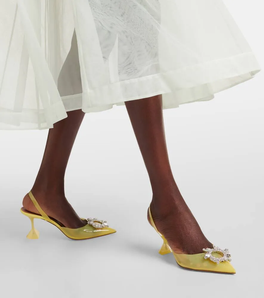 Amina Muaddi Begum Glass 70 PVC slingback pumps