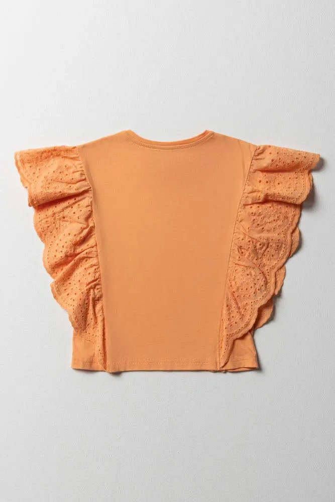 Anglaise Sleeve Top Orange