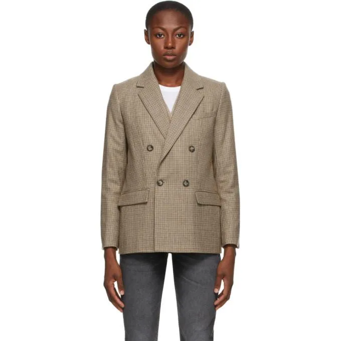 A.P.C. Beige Check Prune Blazer