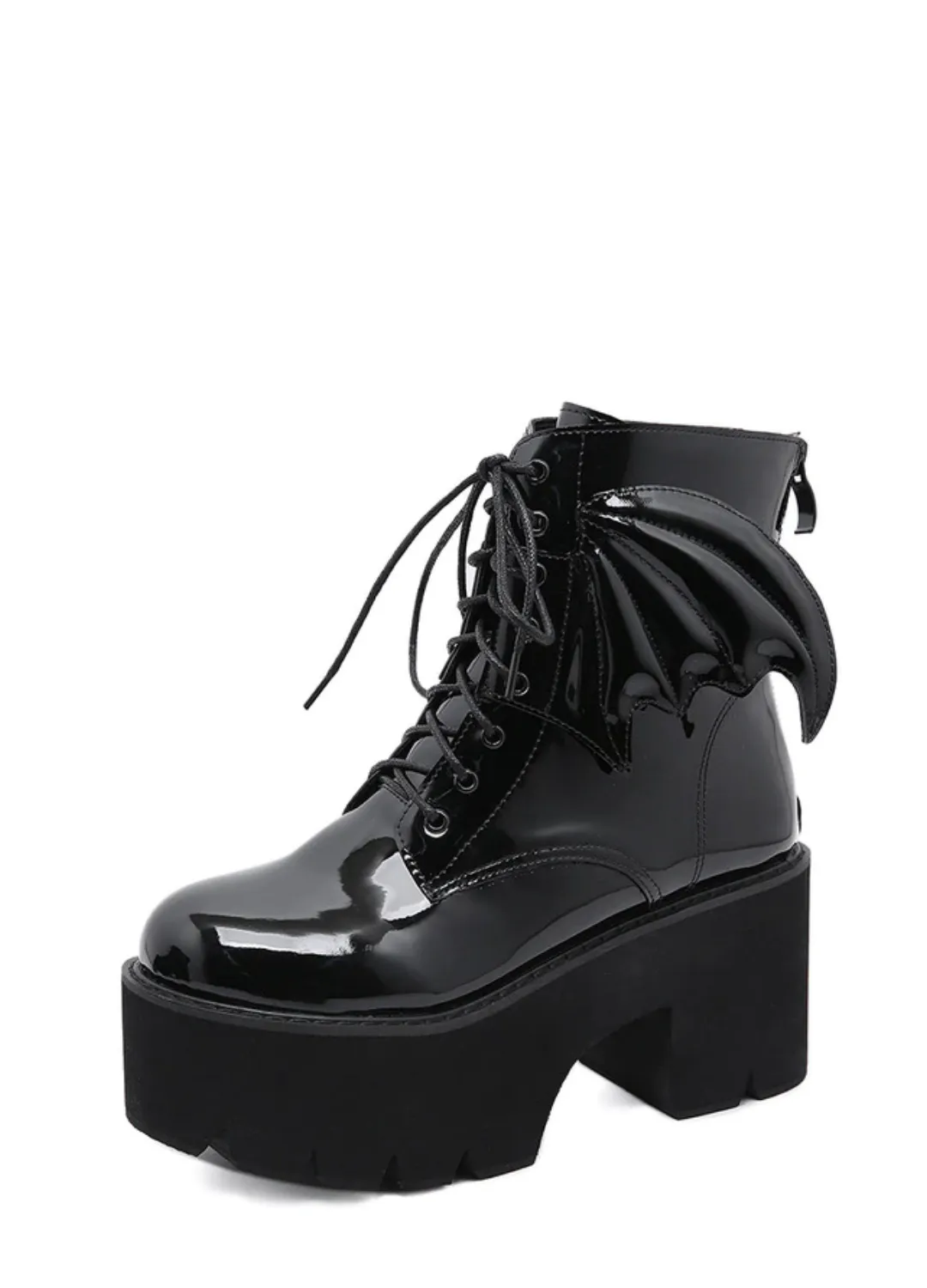 Archy Womens Angel Wing Patent Leather Ankle Booties