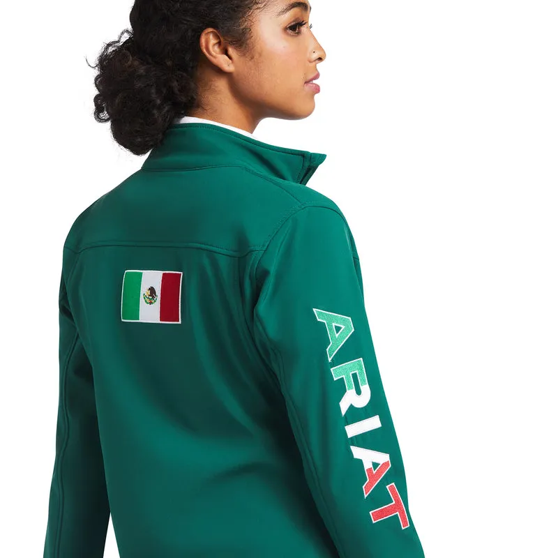 Ariat Women's Classic Team Softshell MEXICO Water Resistant Jacket, Verde