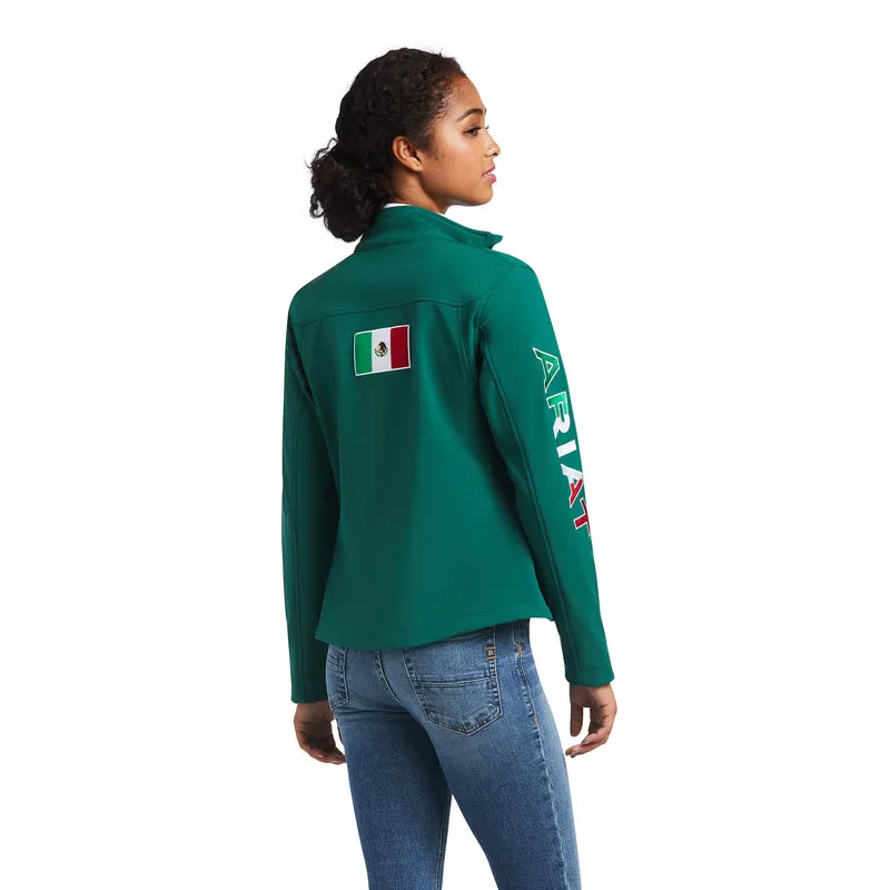 Ariat Women's Classic Team Softshell MEXICO Water Resistant Jacket, Verde