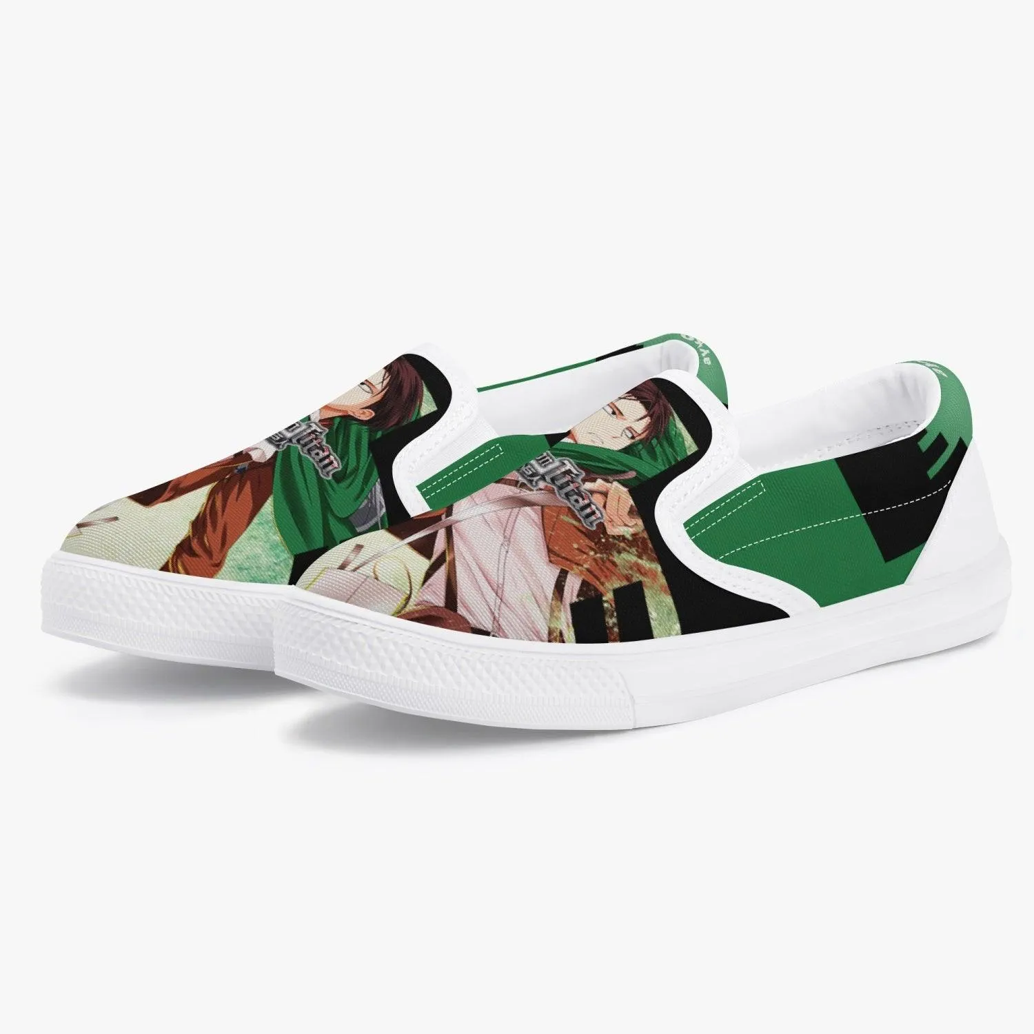 Attack On Titan Levi Ackerman Kids Slip Ons Anime Shoes