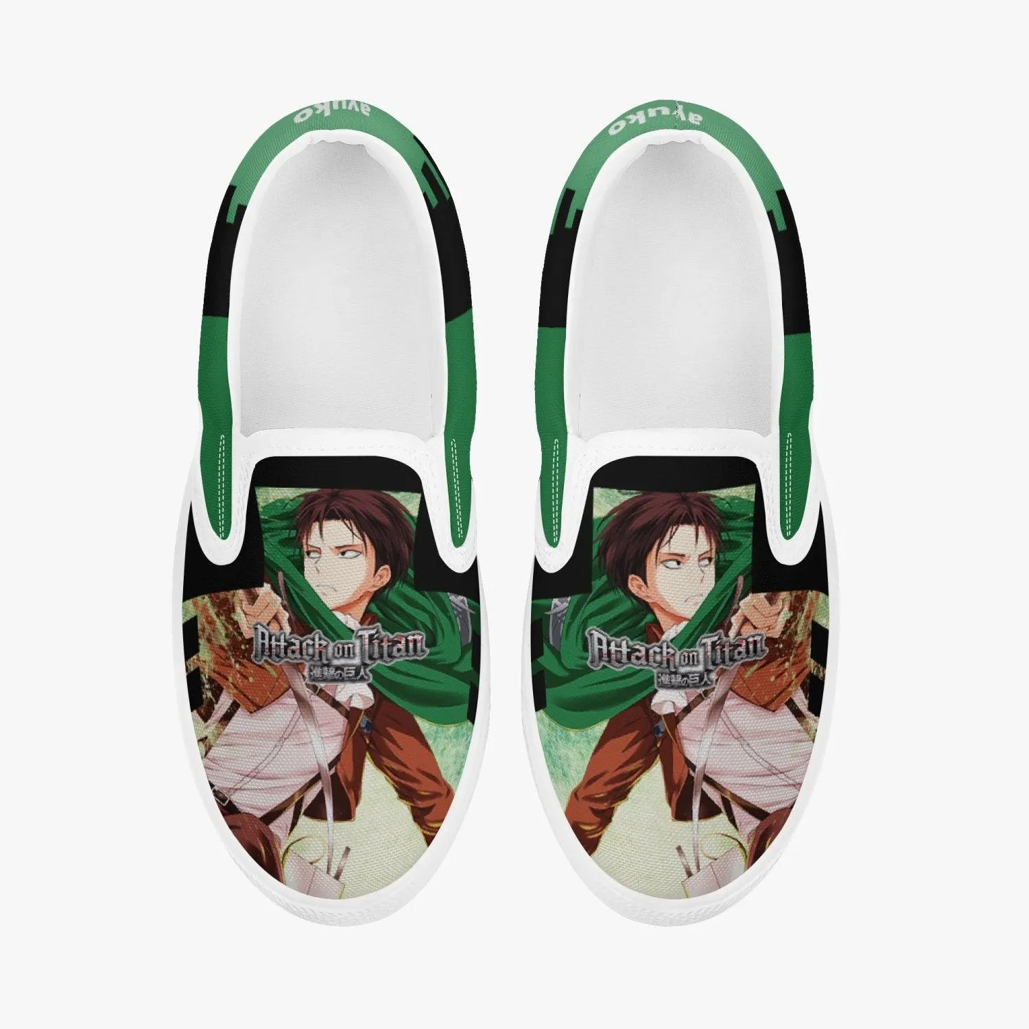 Attack On Titan Levi Ackerman Kids Slip Ons Anime Shoes