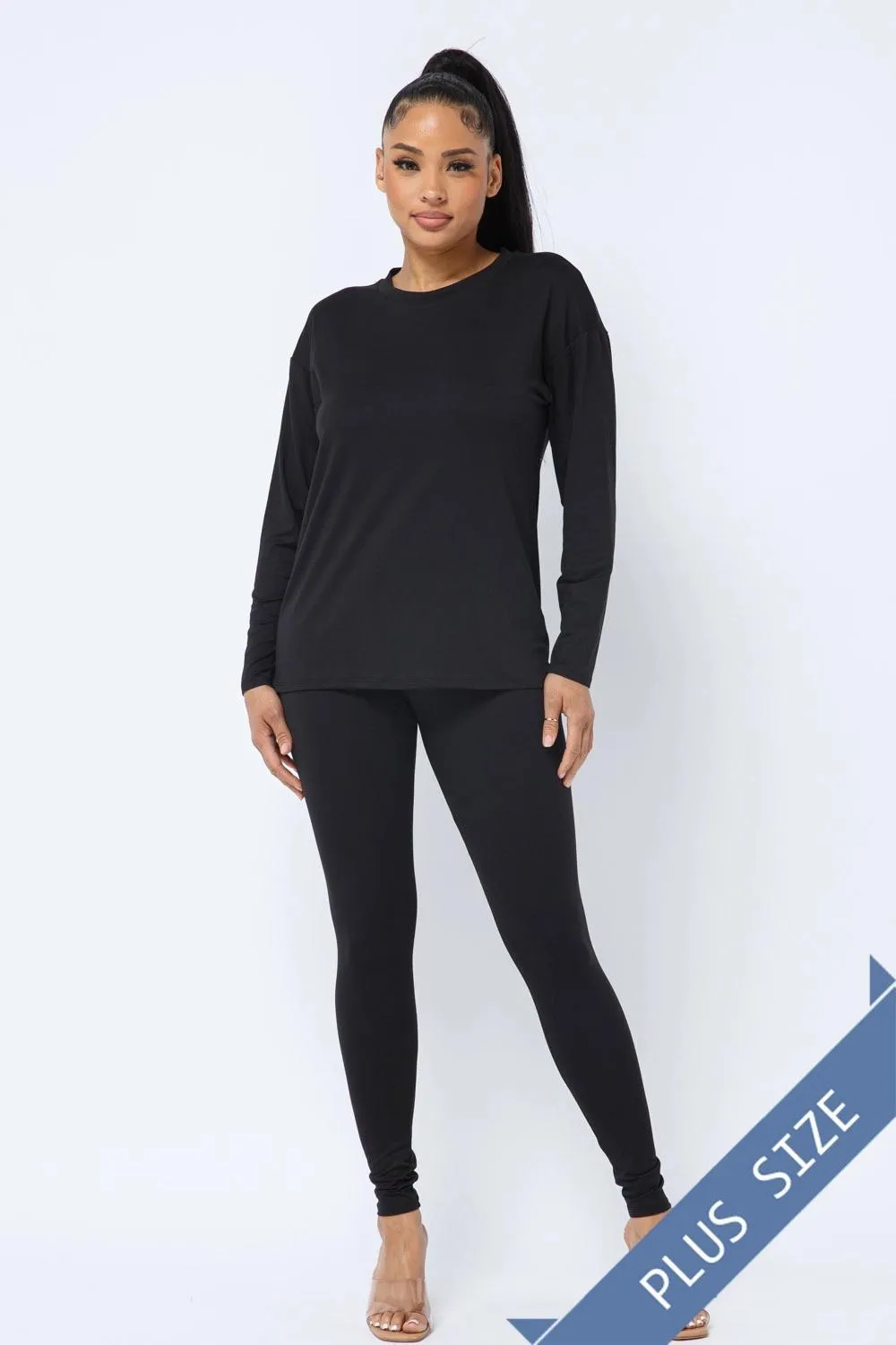 Basic T-Shirts Top and Leggings Set