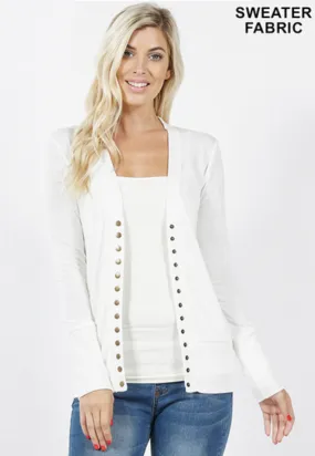 Beautifully Basic Long Sleeve Snap Cardigan - Ivory