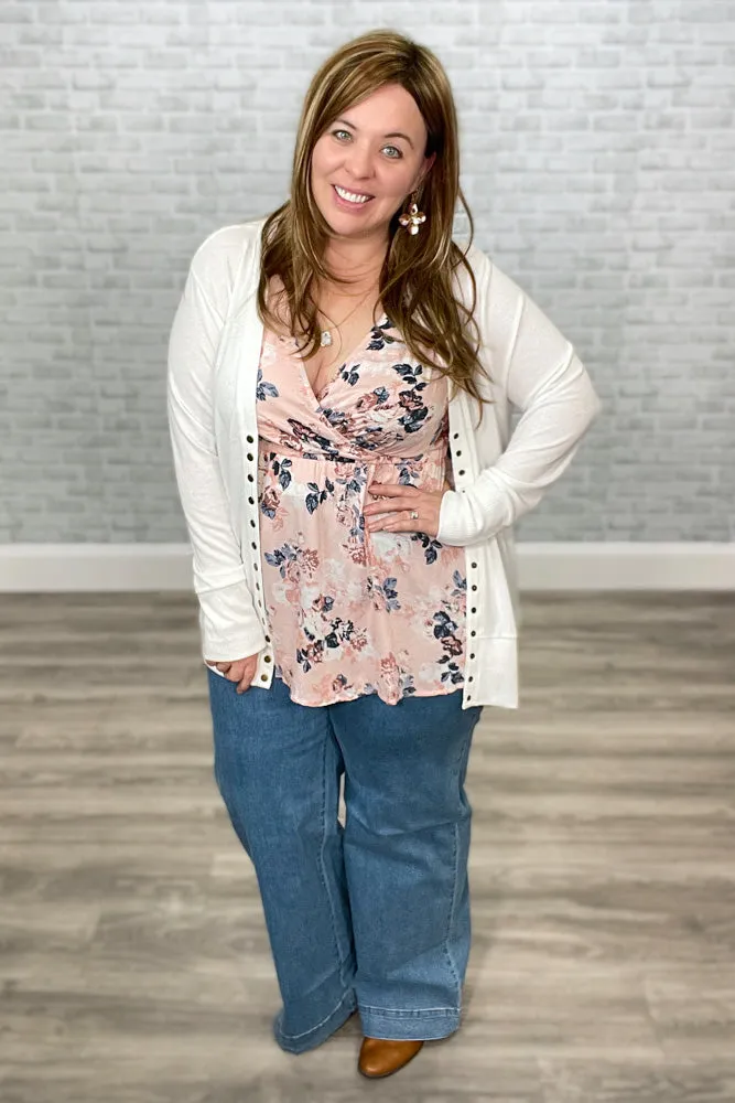Beautifully Basic Long Sleeve Snap Cardigan - Ivory