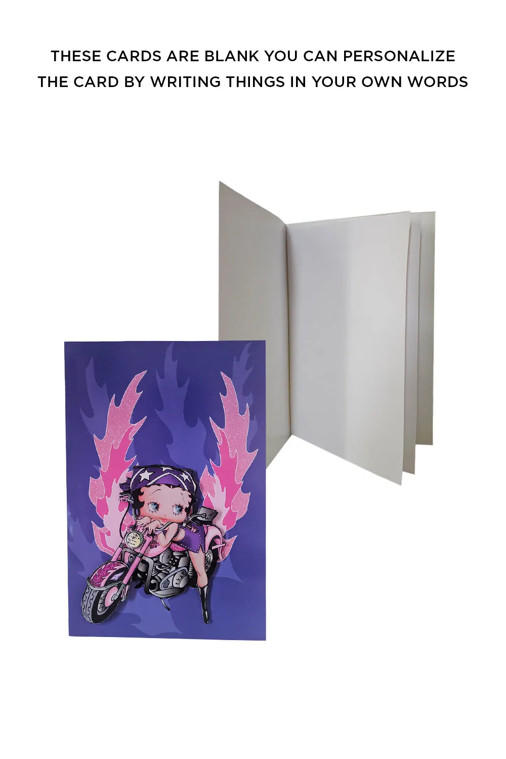 Betty Boop Biker Decoupage Blank Greetings Card (3D)