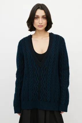 Black & Navy Cashmere Oversized Sweater