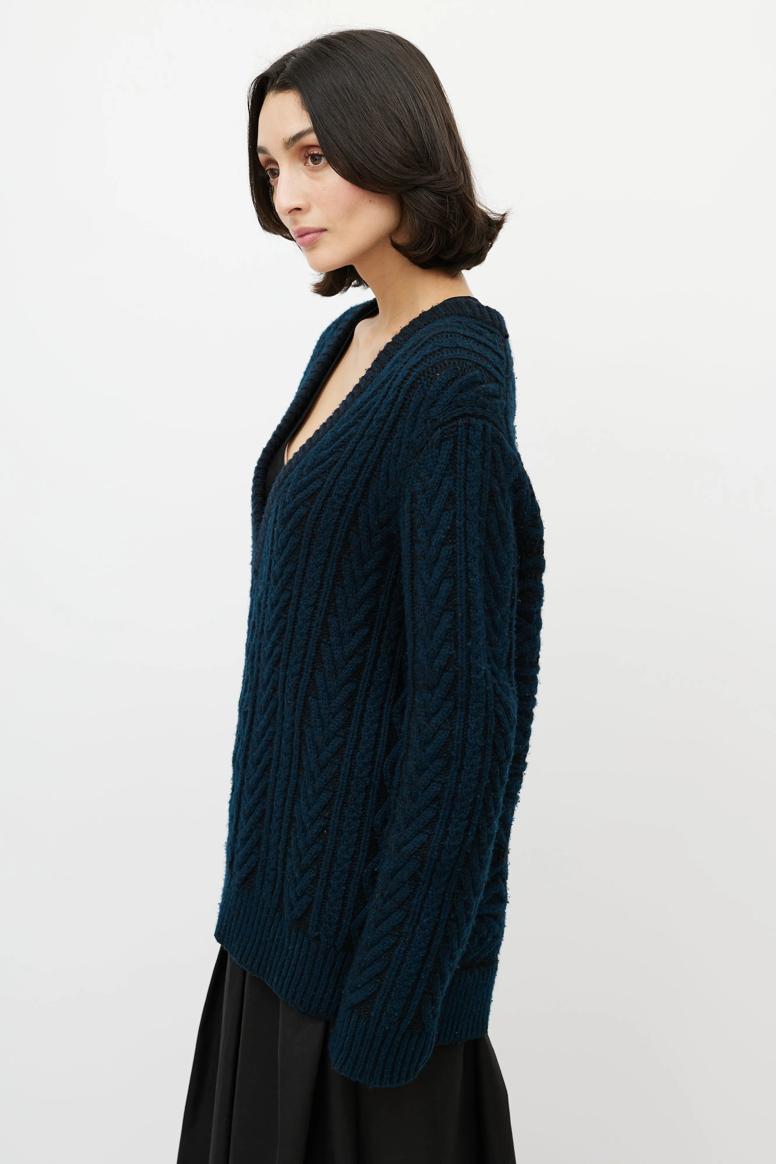 Black & Navy Cashmere Oversized Sweater