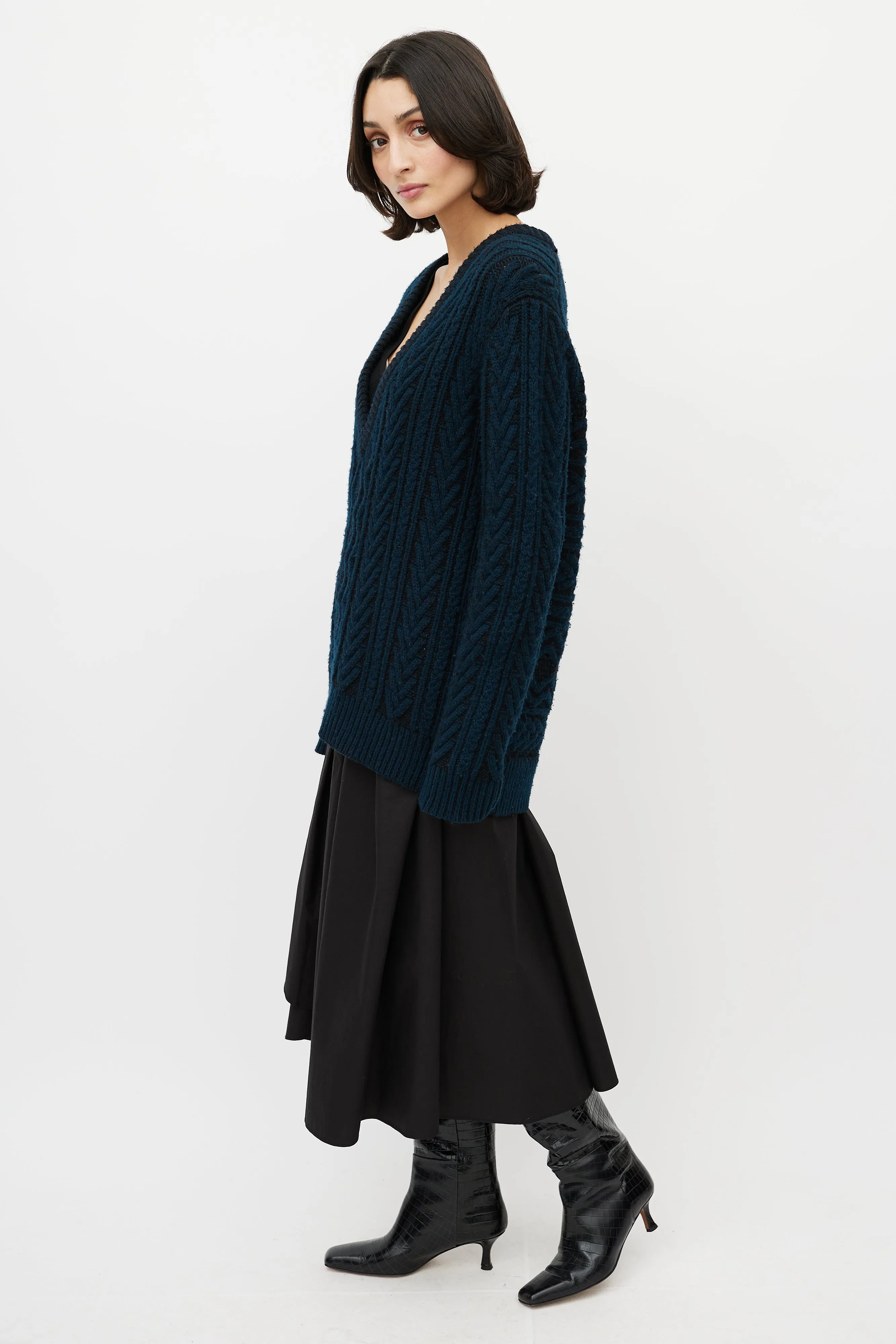 Black & Navy Cashmere Oversized Sweater