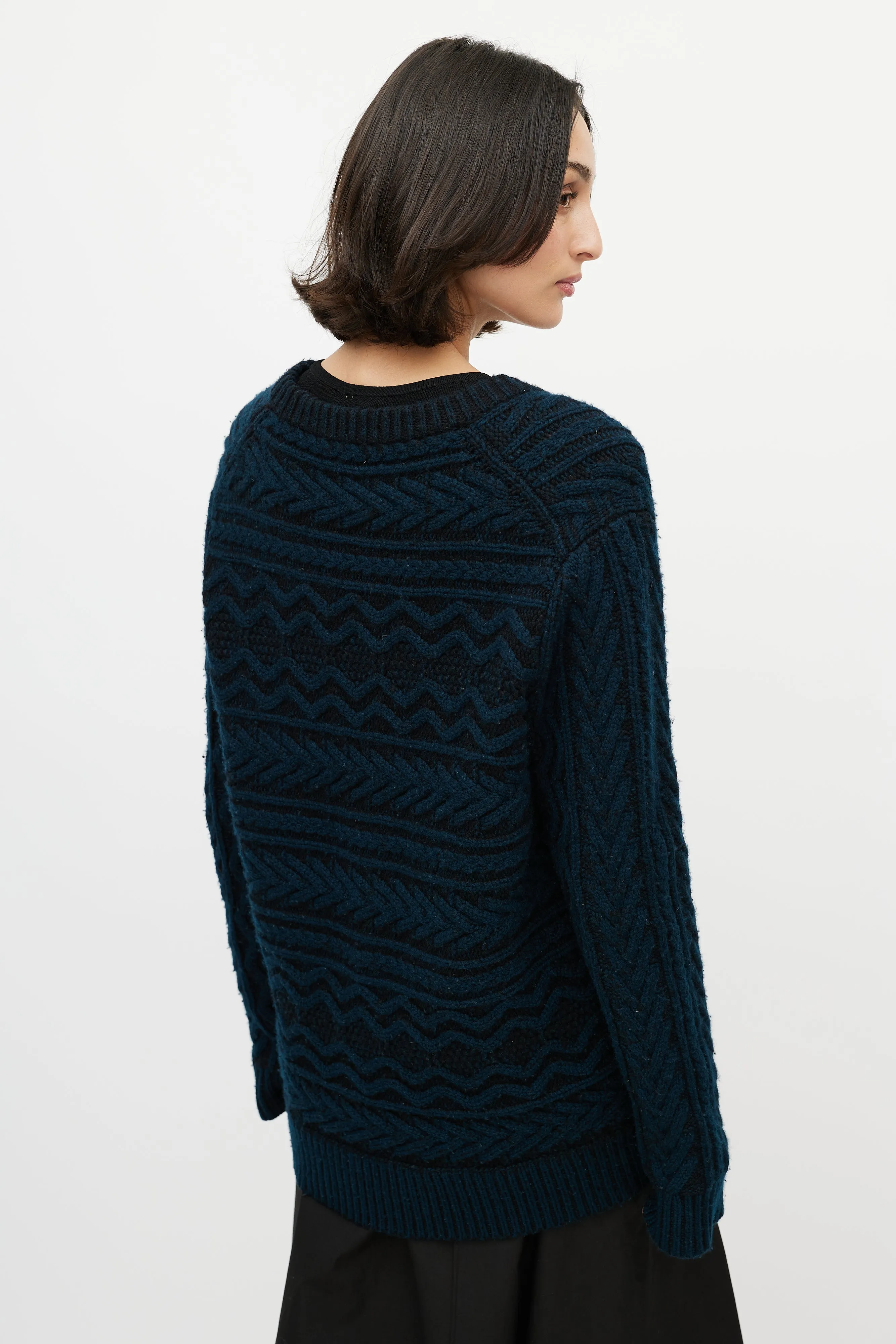 Black & Navy Cashmere Oversized Sweater
