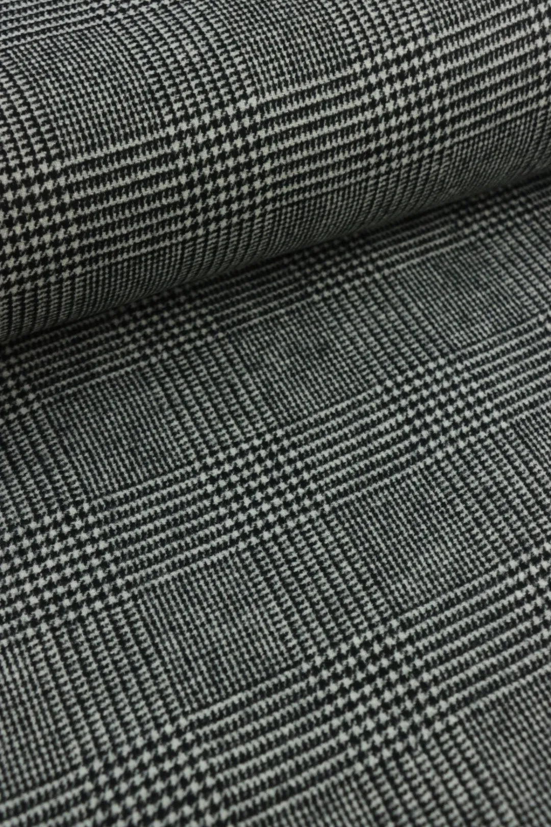 Black & White Houndstooth Melton Double Weave Wool | By The Half Yard