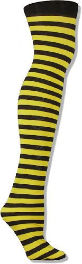 Black and Yellow Striped Thigh High Stockings