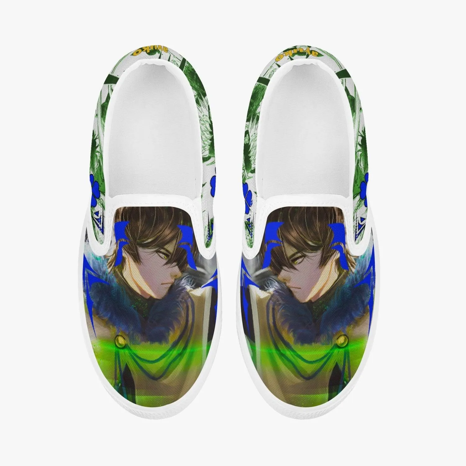Black Clover Yuno Kids Slip Ons Anime Shoes