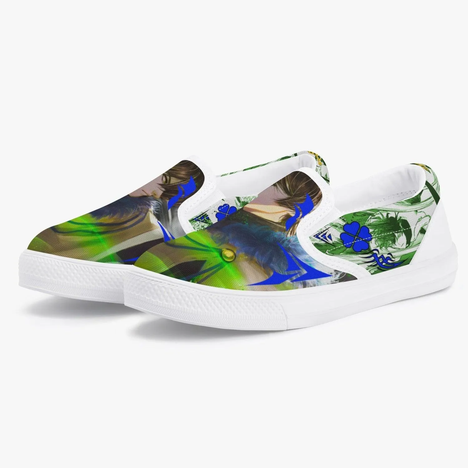 Black Clover Yuno Kids Slip Ons Anime Shoes