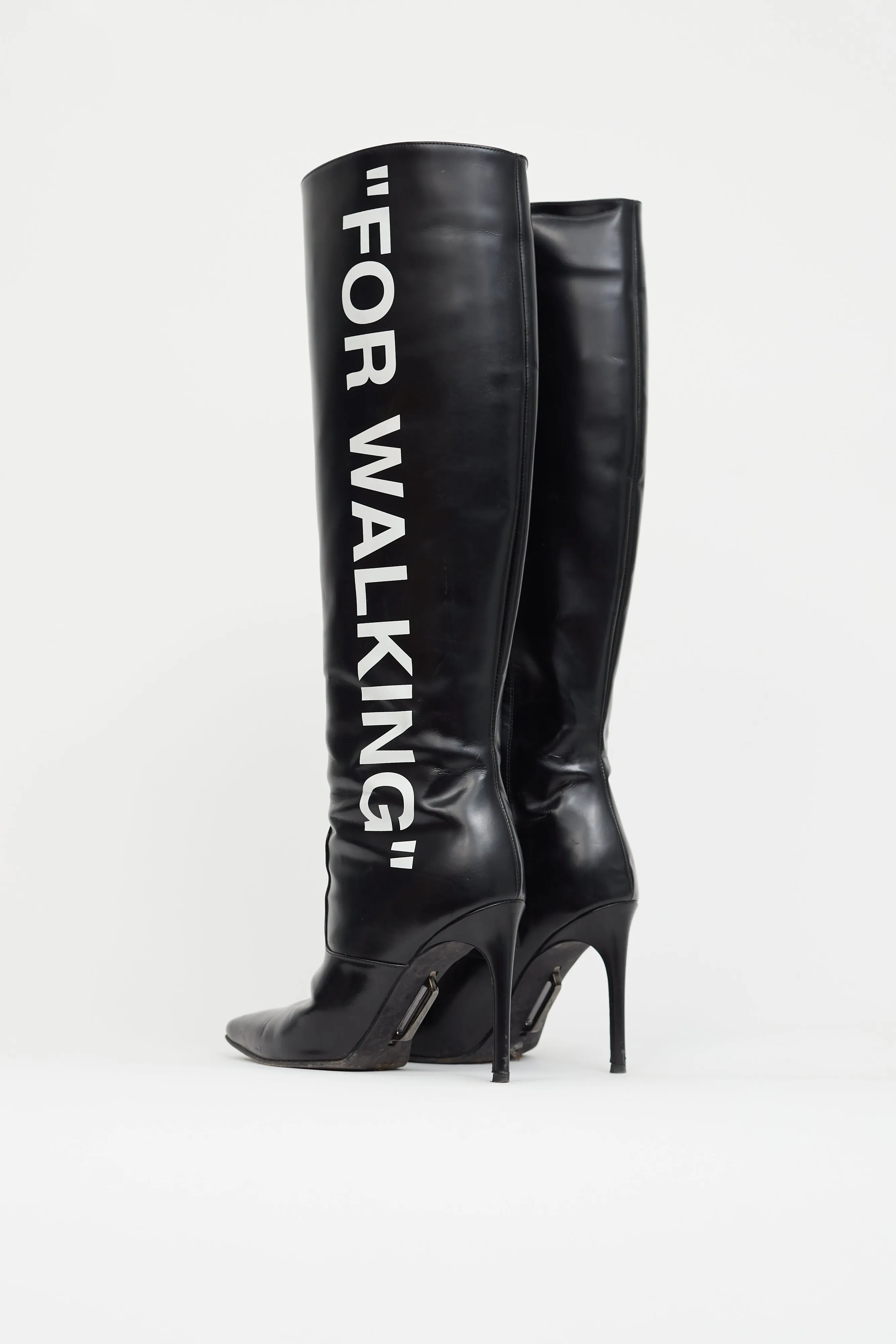 Black Leather "For Walking" Knee High Boot