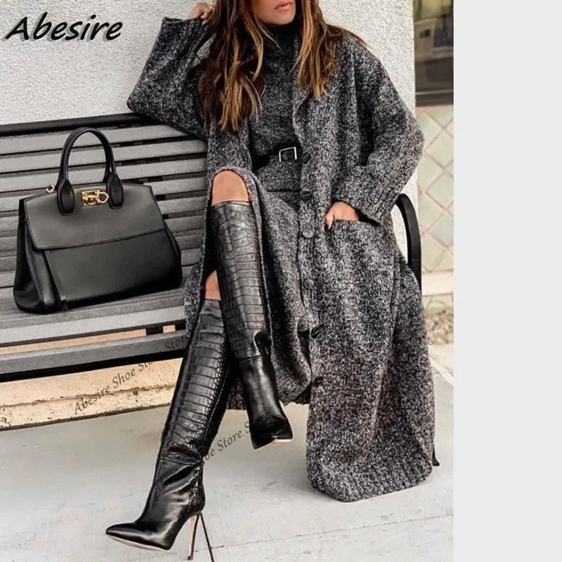 Black Stone Print Boots