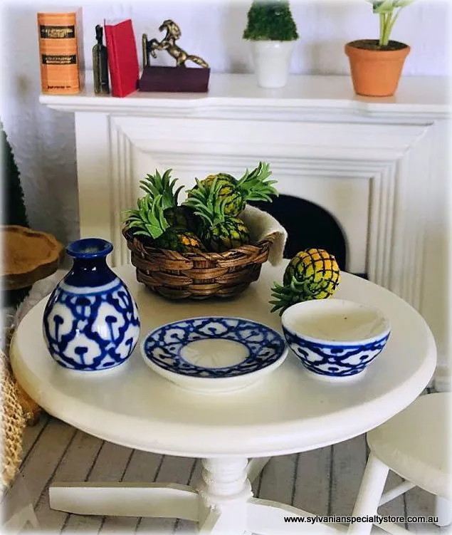 Blue Vase, bowl and plate - Set of 3 - Miniature