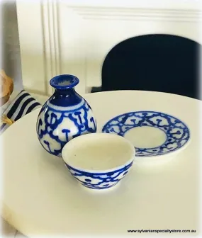 Blue Vase, bowl and plate - Set of 3 - Miniature