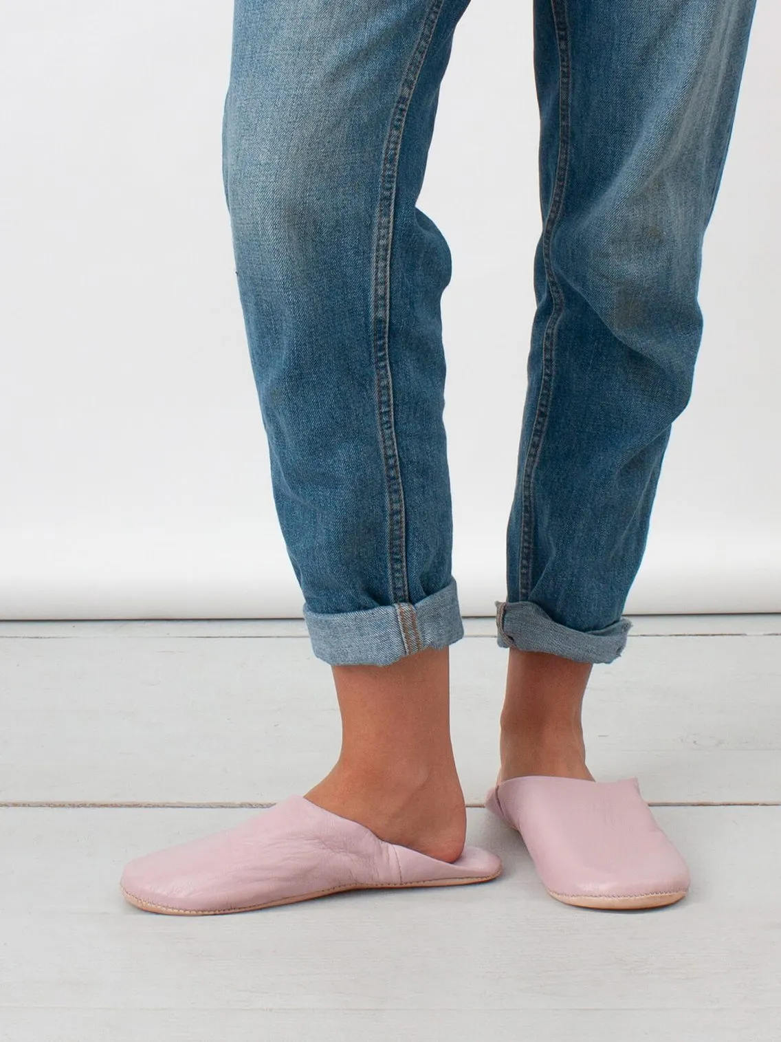 Bohemia Leather Babouche Slippers, Vintage Pink