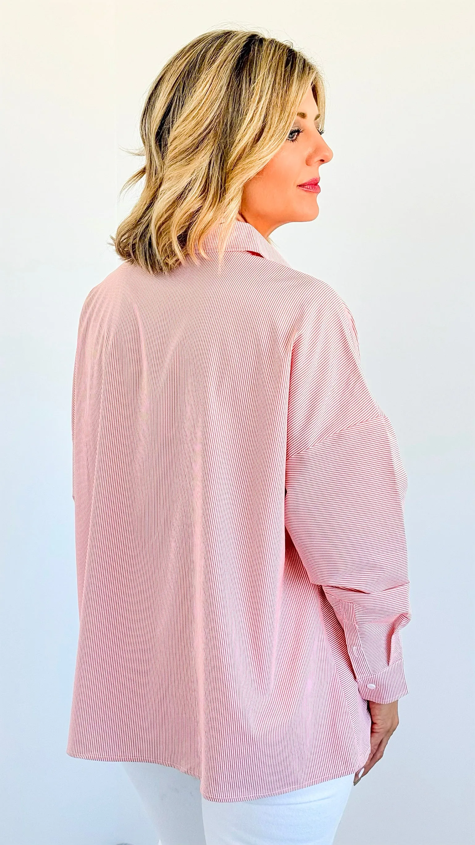 Breezy Mornings Button-Down Top - Orange