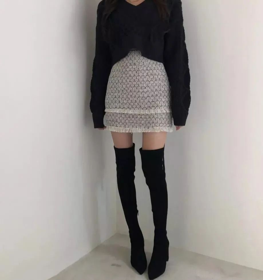 Breezy Mornings Knit Tie-Back Cropped Sweater