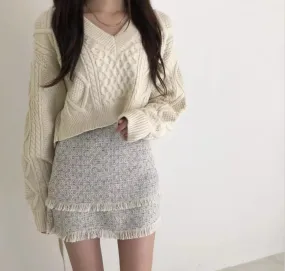 Breezy Mornings Knit Tie-Back Cropped Sweater