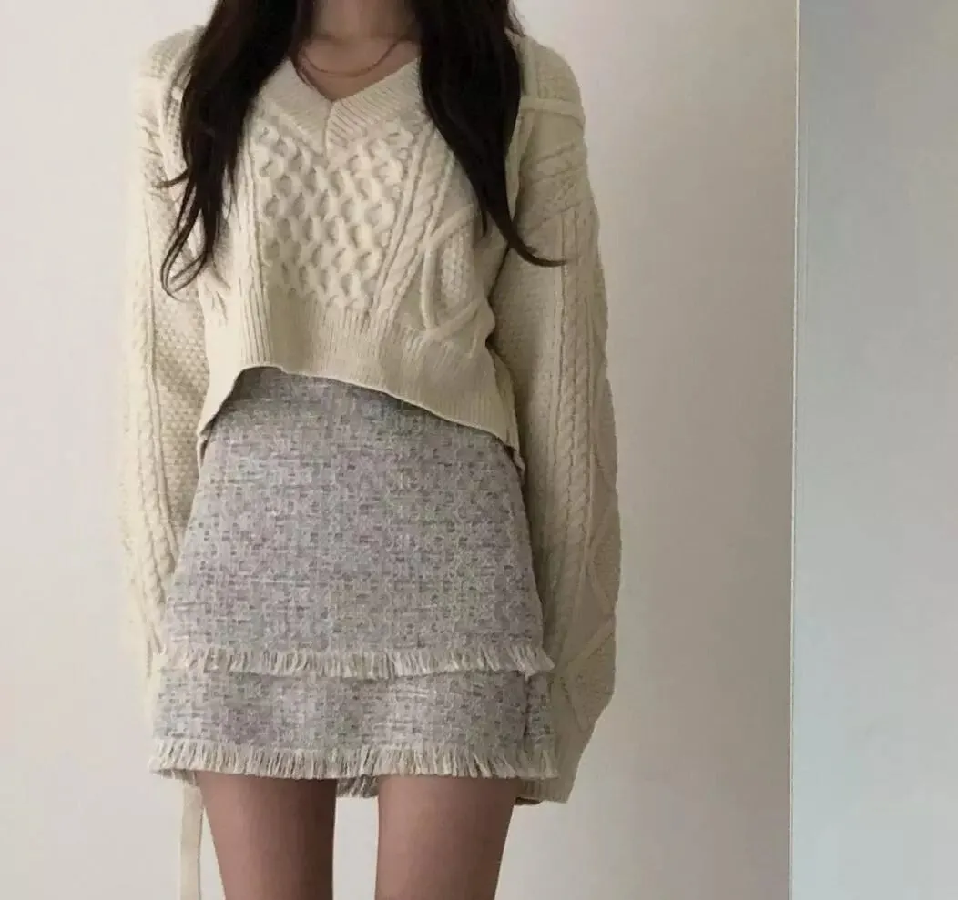 Breezy Mornings Knit Tie-Back Cropped Sweater
