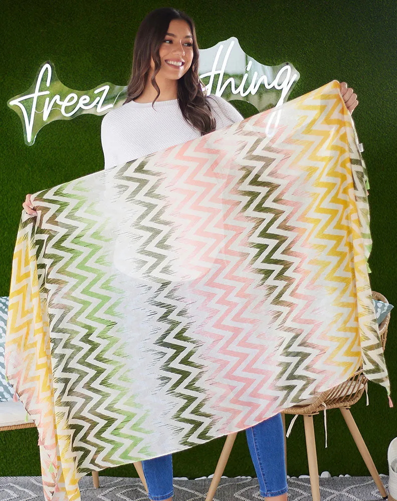 Bright Zig Zag Print Scarf