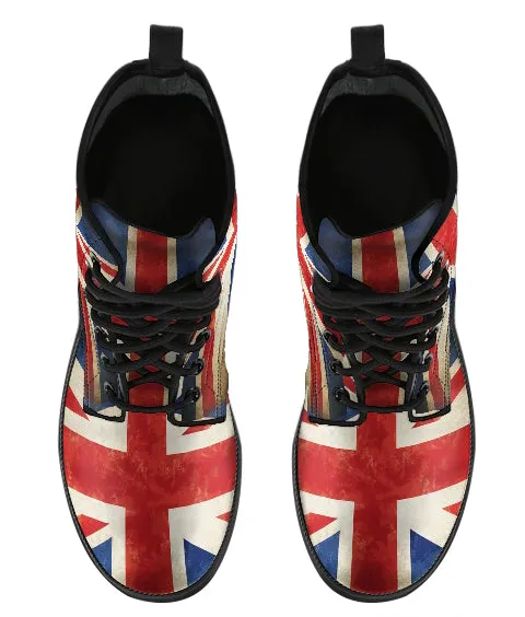British Union Jack Vegan Women's Vegan Leather Combat Boots