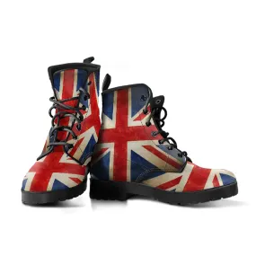 British Union Jack Vegan Women's Vegan Leather Combat Boots