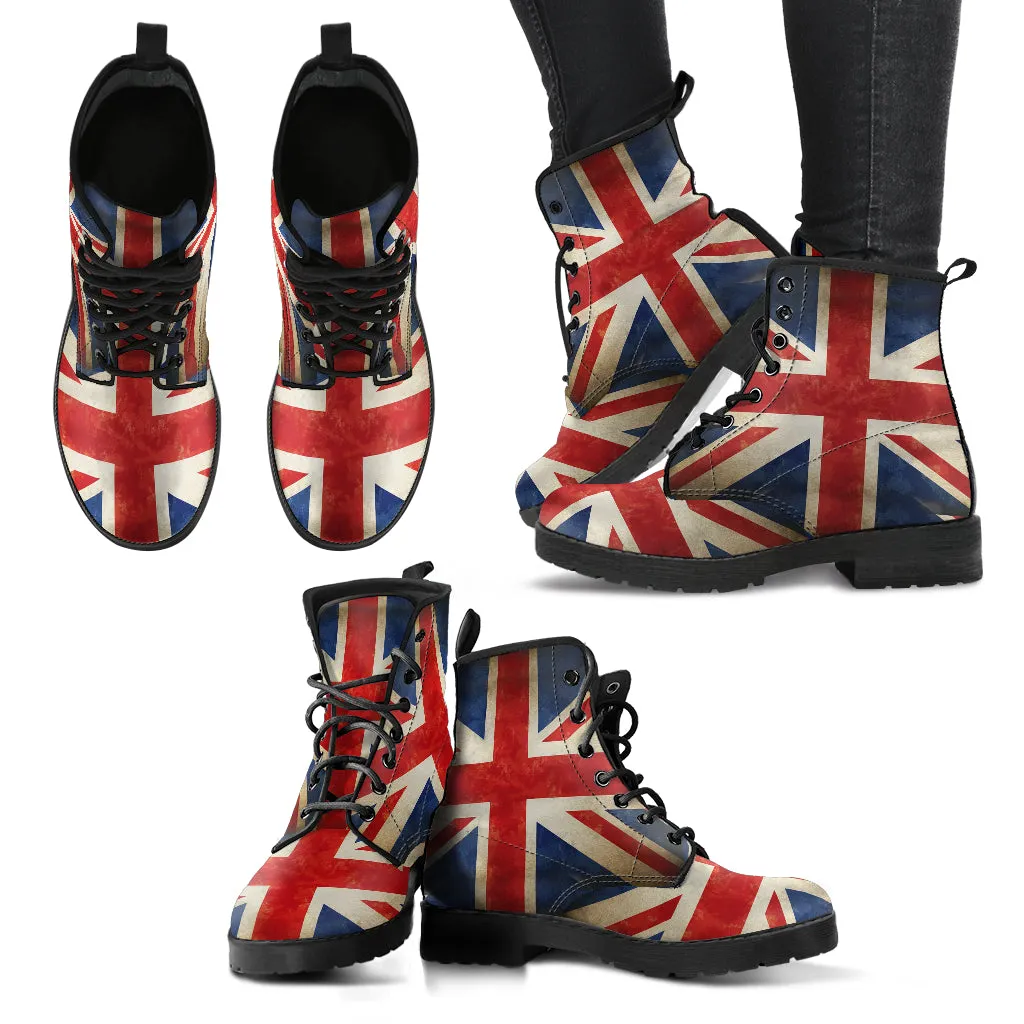 British Union Jack Vegan Women's Vegan Leather Combat Boots
