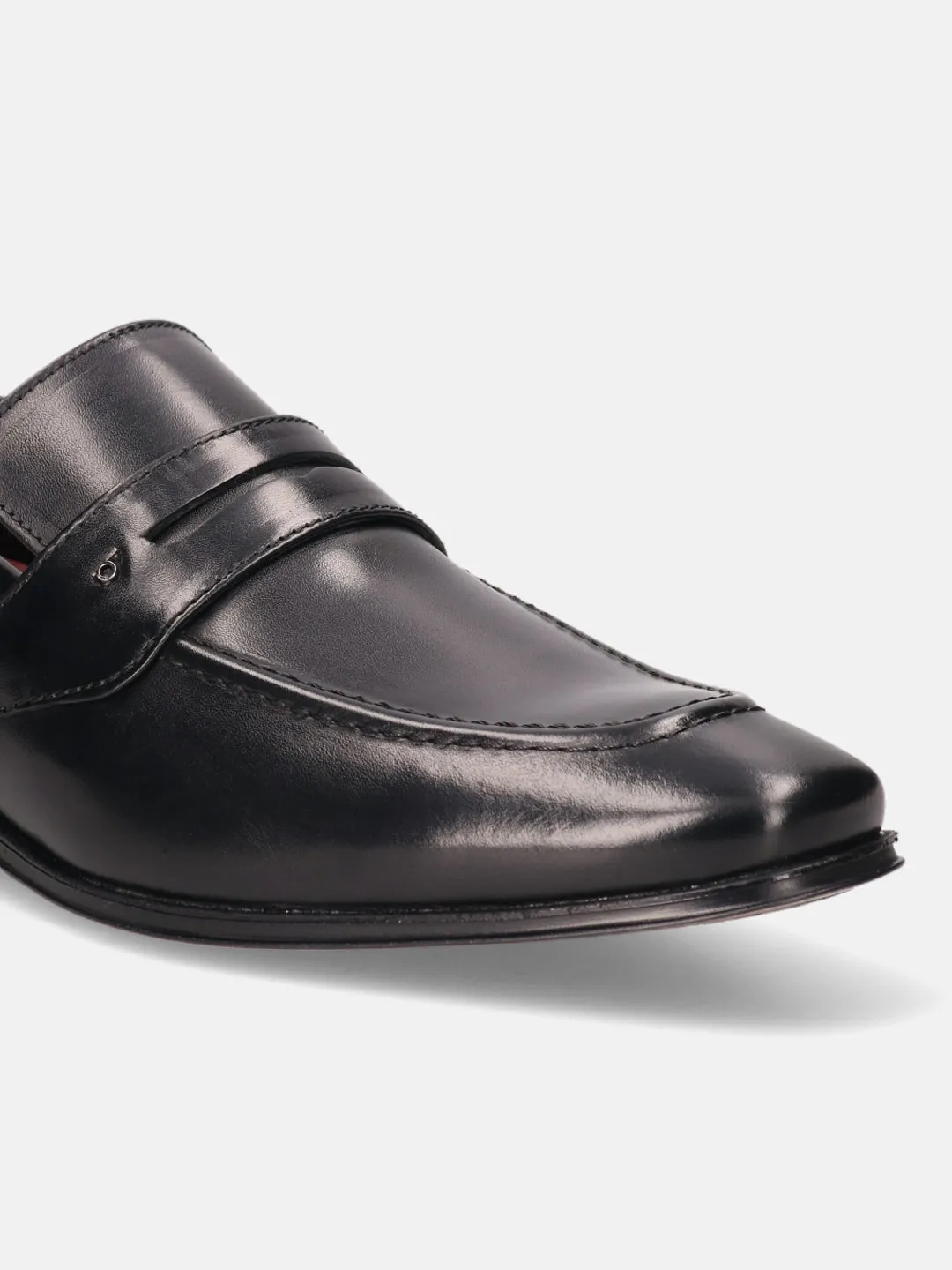 bugatti Black Premium Leather Formal Slip-Ons