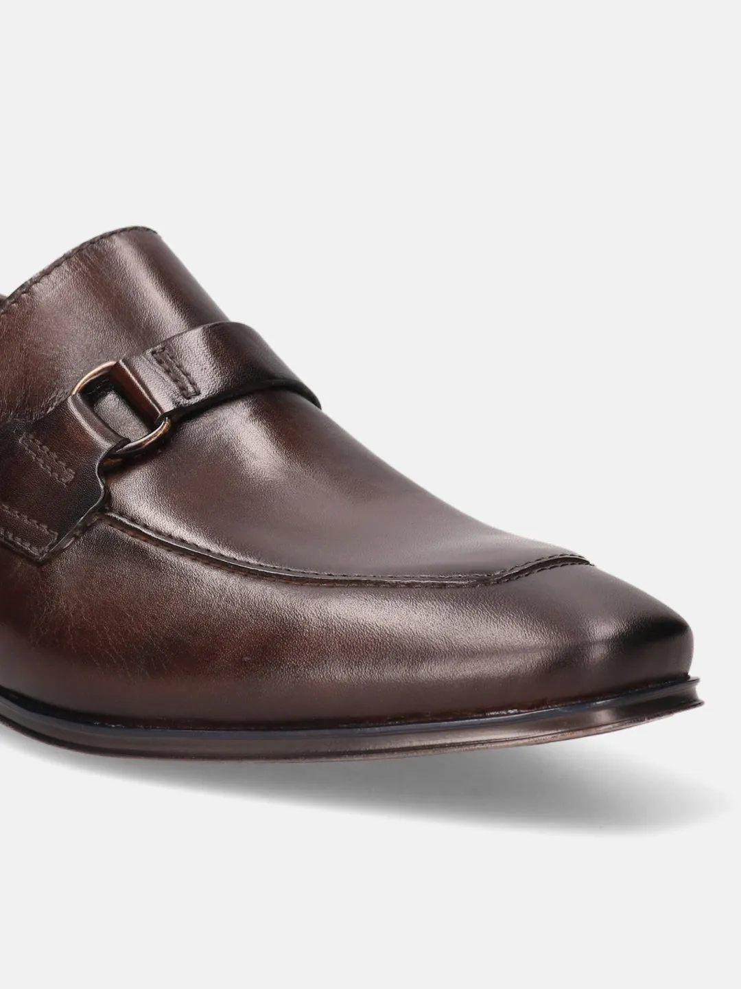 bugatti Brown Leather Formal Slip-Ons