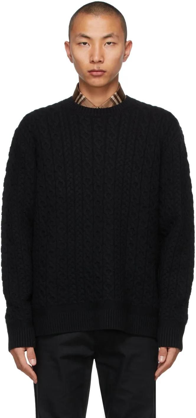 Burberry Black Cashmere Carroll Sweater