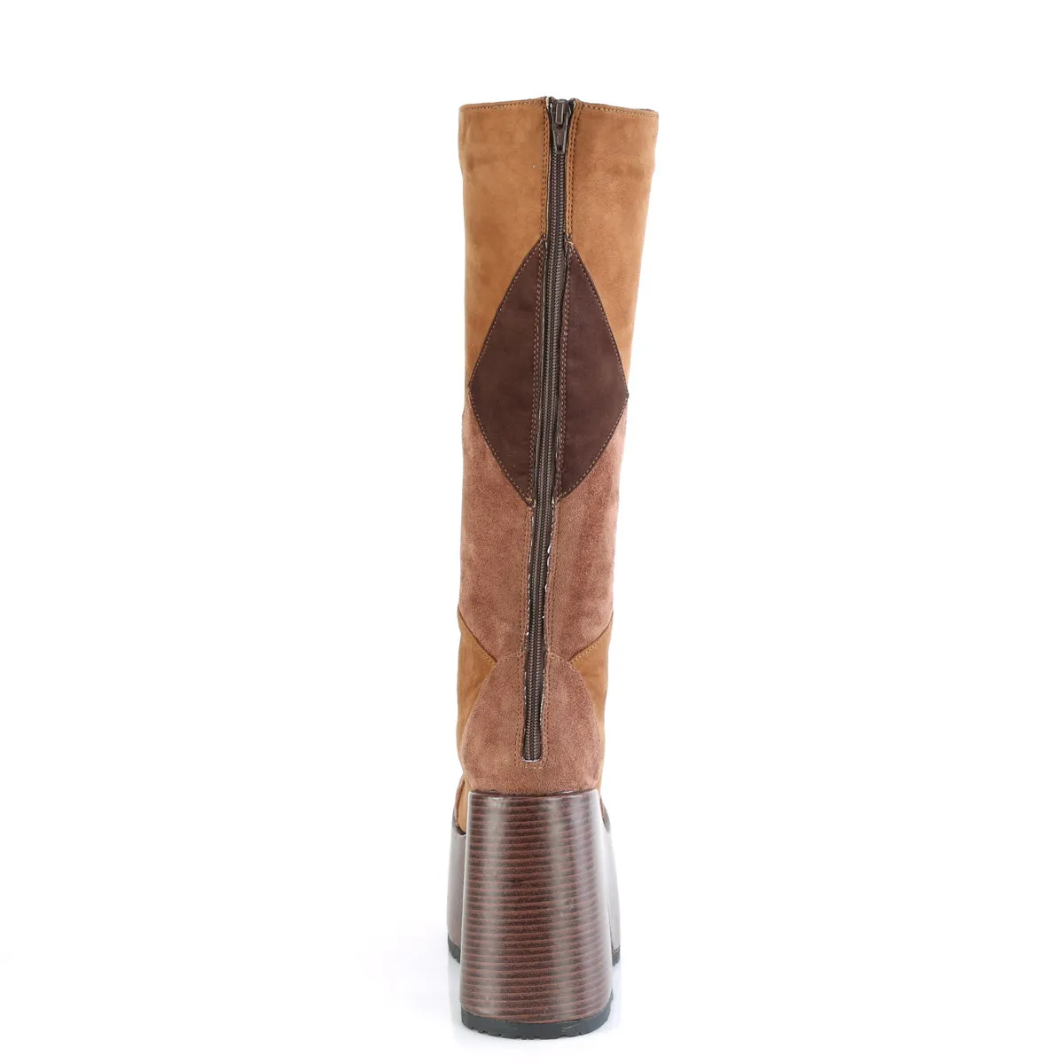 CAMEL-280 DemoniaCult Brown Multi Vegan Suede Sexy Women's Mid-Calf & Knee High Boots (Alternative Footwear)