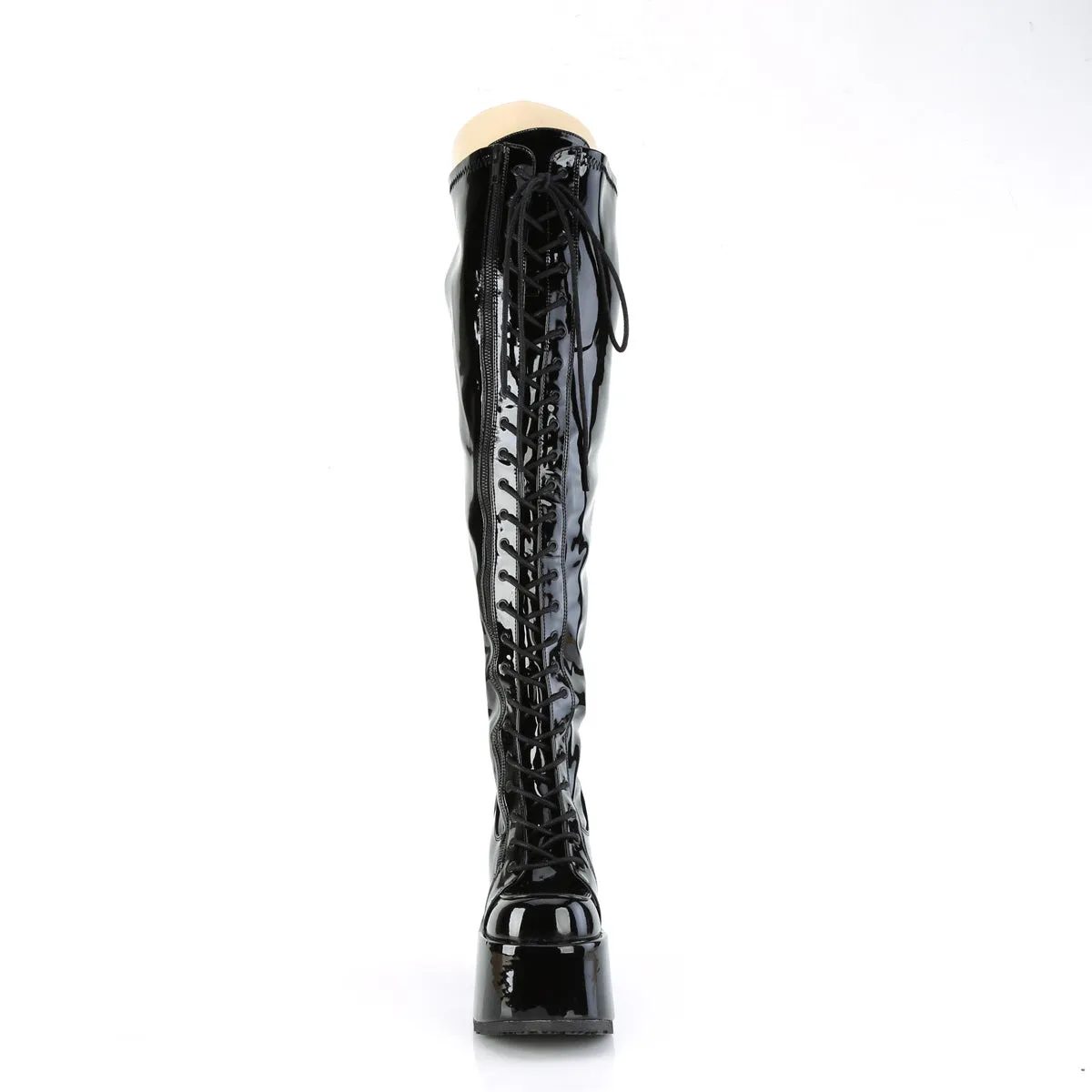 CAMEL-300WC DemoniaCult Black Patent Sexy Women's Over-the-Knee Boots (Alternative Footwear)