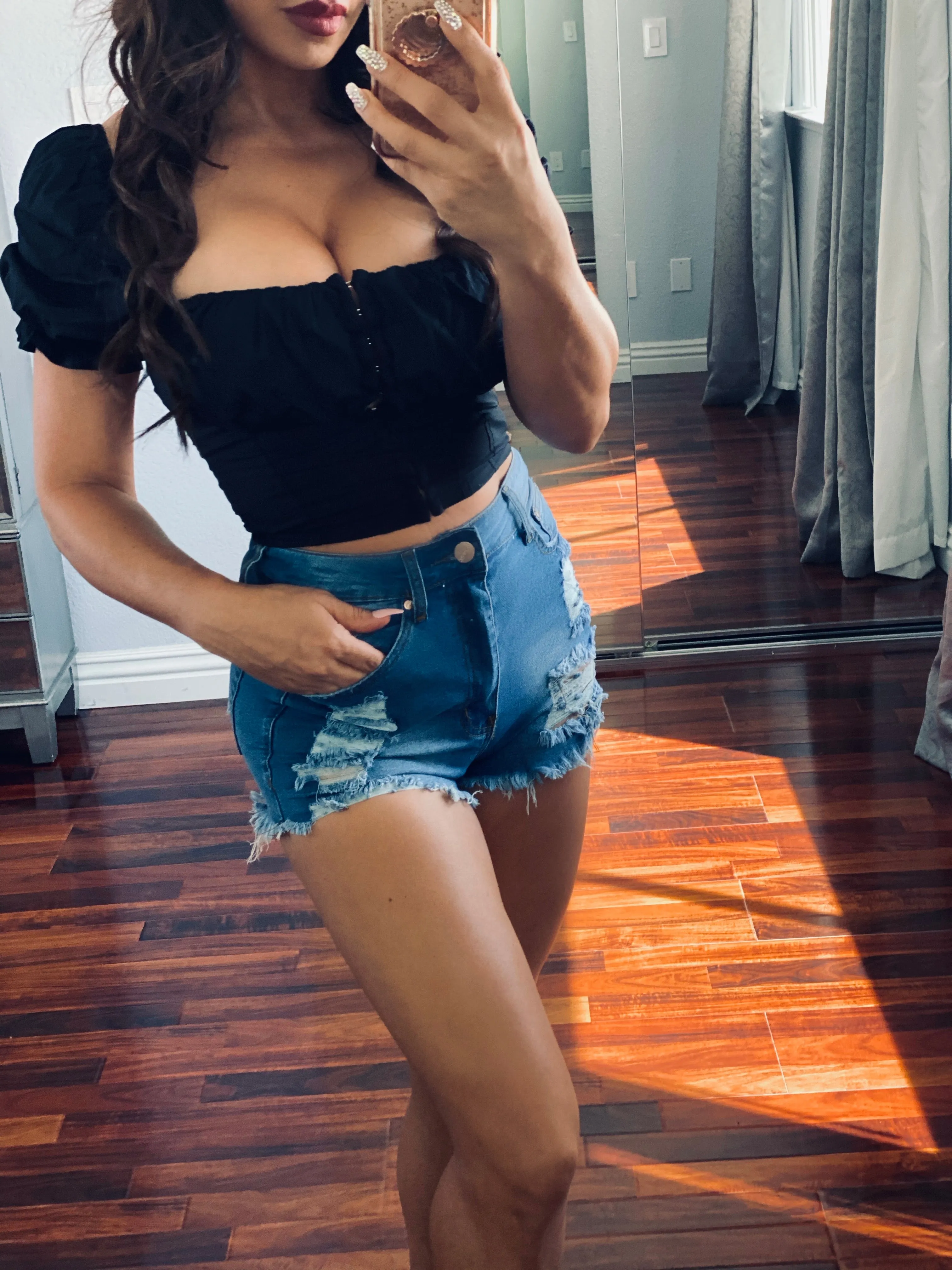 CAN'T USE ME Ripped Denim Shorts