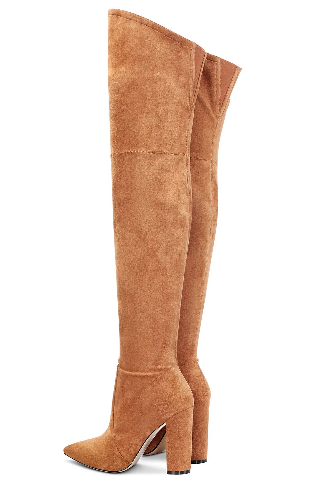 CASTAMERE Womens High Heels Over The Knee Boots Sexy Pointy Toe Chunky Block 10CM Heel Boot with Zipper